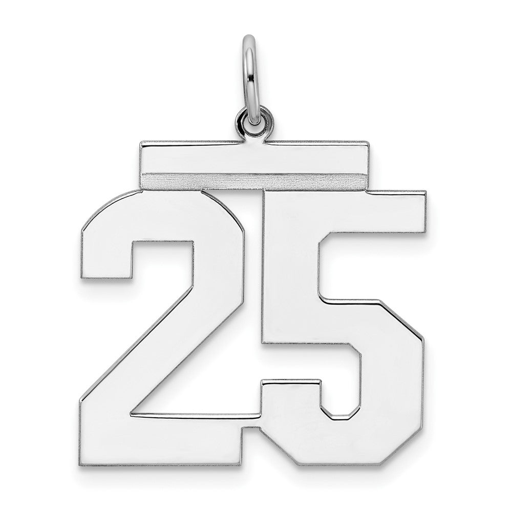 Sterling Silver Silver/Rhodium-Plated Polished Number 25 Charm