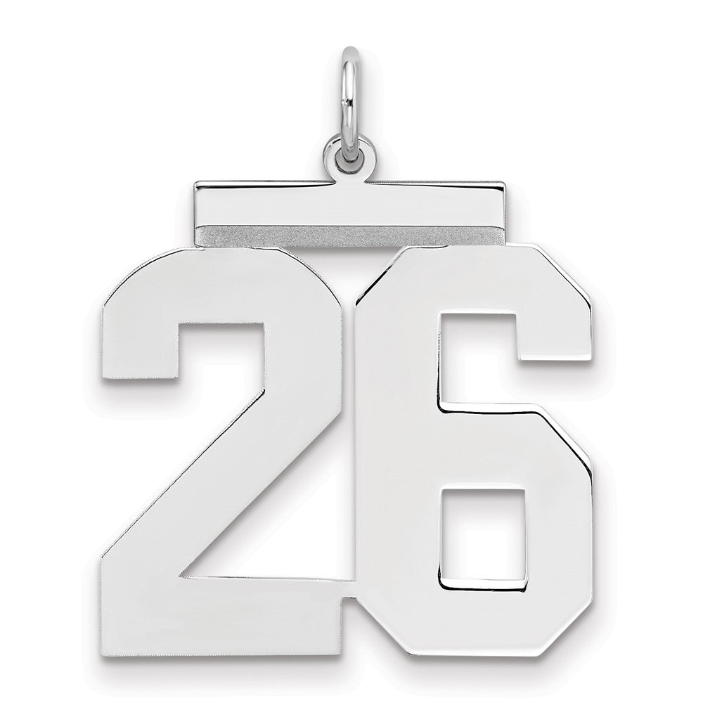 Sterling Silver Silver/Rhodium-Plated Polished Number 26 Charm