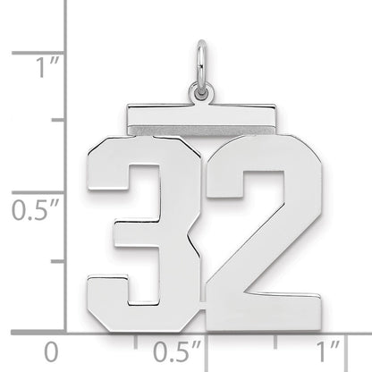 Sterling Silver Silver/Rhodium-Plated Polished Number 32 Charm