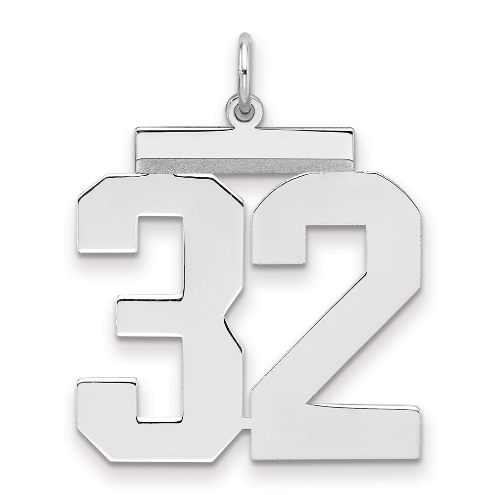 Sterling Silver Silver/Rhodium-Plated Polished Number 32 Charm