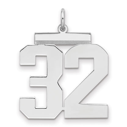 Sterling Silver Silver/Rhodium-Plated Polished Number 32 Charm