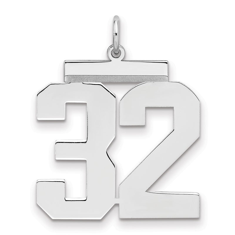 Sterling Silver Silver/Rhodium-Plated Polished Number 32 Charm