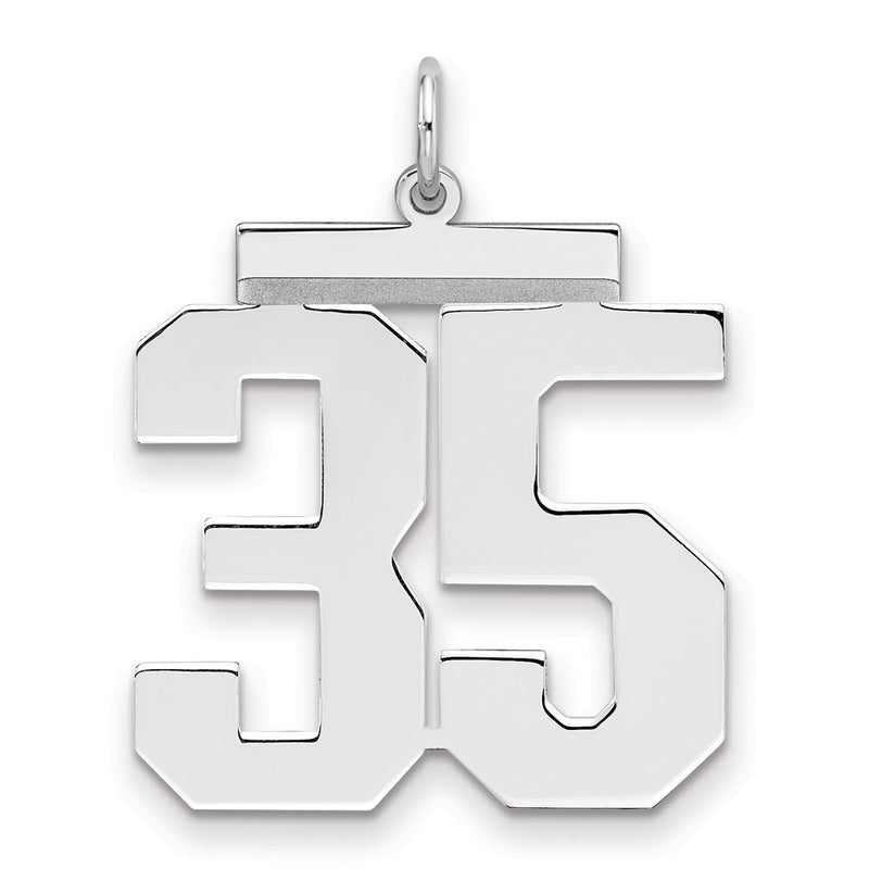 Sterling Silver Silver/Rhodium-Plated Polished Number 35 Charm