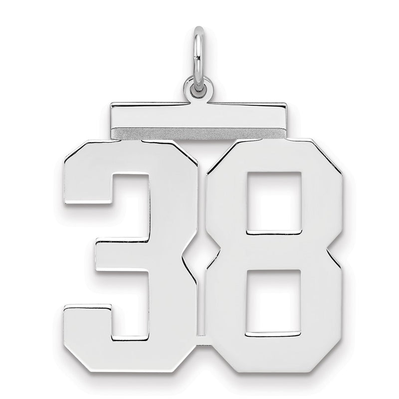 Sterling Silver Silver/Rhodium-Plated Polished Number 38 Charm