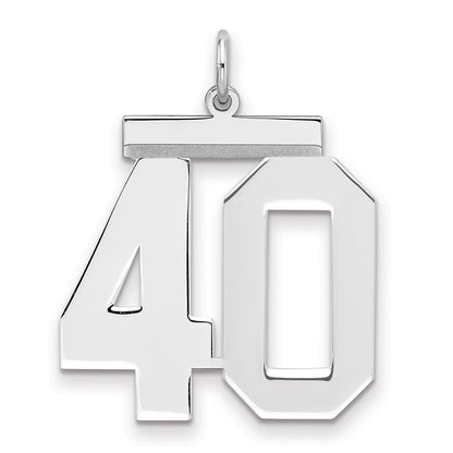 Sterling Silver Silver/Rhodium-Plated Polished Number 40 Charm
