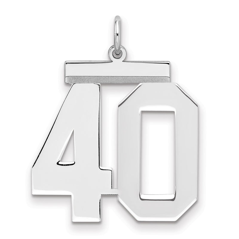 Sterling Silver Silver/Rhodium-Plated Polished Number 40 Charm
