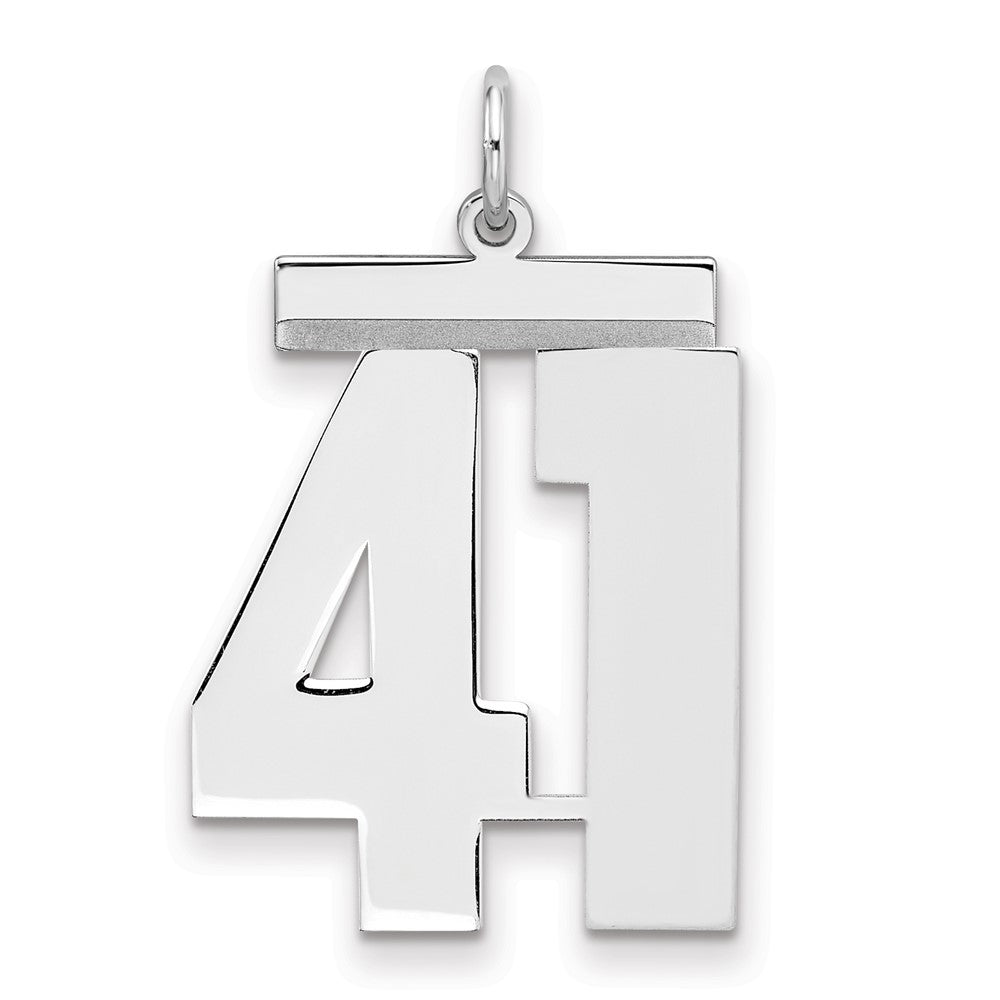 Sterling Silver Silver/Rhodium-Plated Polished Number 41 Charm