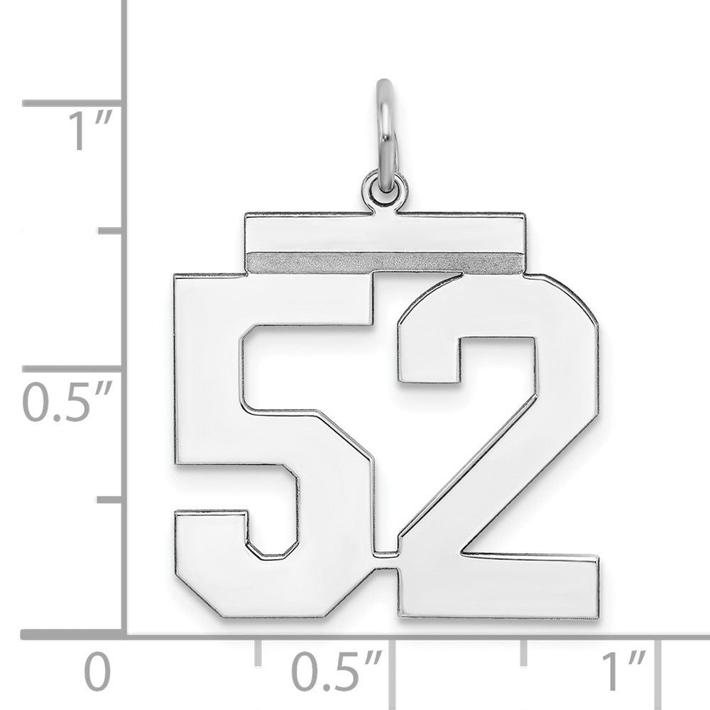 Sterling Silver Silver/Rhodium-Plated Polished Number 52 Charm