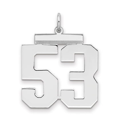 Sterling Silver Silver/Rhodium-Plated Polished Number 53 Charm