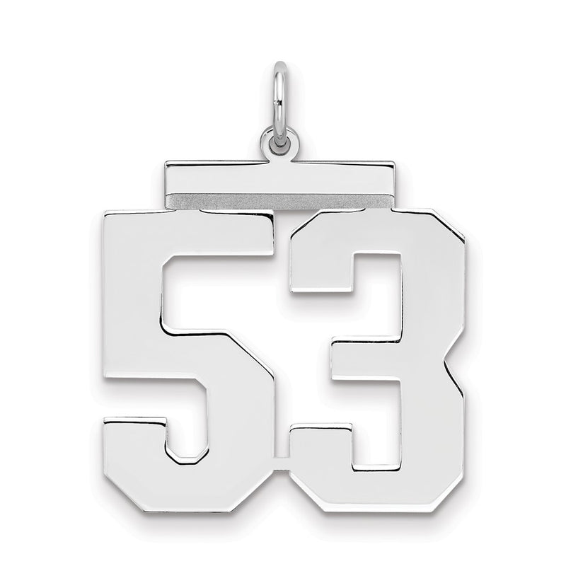 Sterling Silver Silver/Rhodium-Plated Polished Number 53 Charm