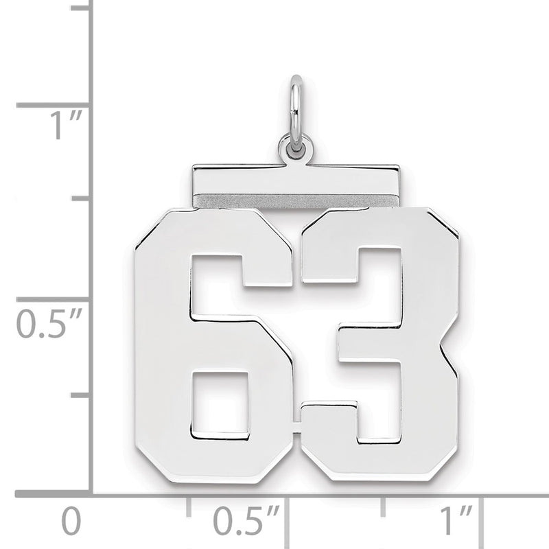 Sterling Silver Silver/Rhodium-Plated Polished Number 63 Charm