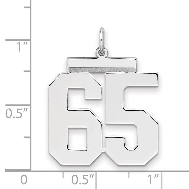 Sterling Silver Silver/Rhodium-Plated Polished Number 65 Charm