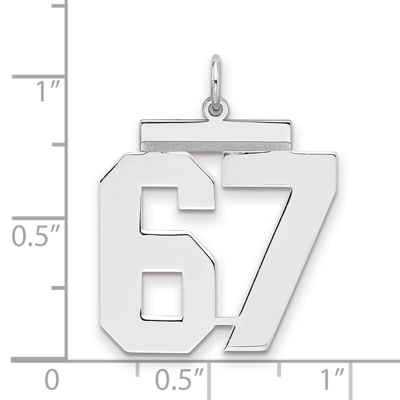Sterling Silver Silver/Rhodium-Plated Polished Number 67 Charm