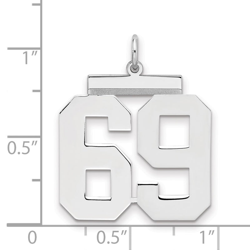 Sterling Silver Silver/Rhodium-Plated Polished Number 69 Charm