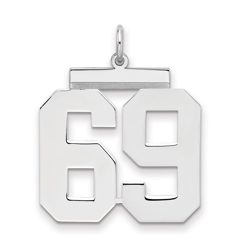 Sterling Silver Silver/Rhodium-Plated Polished Number 69 Charm