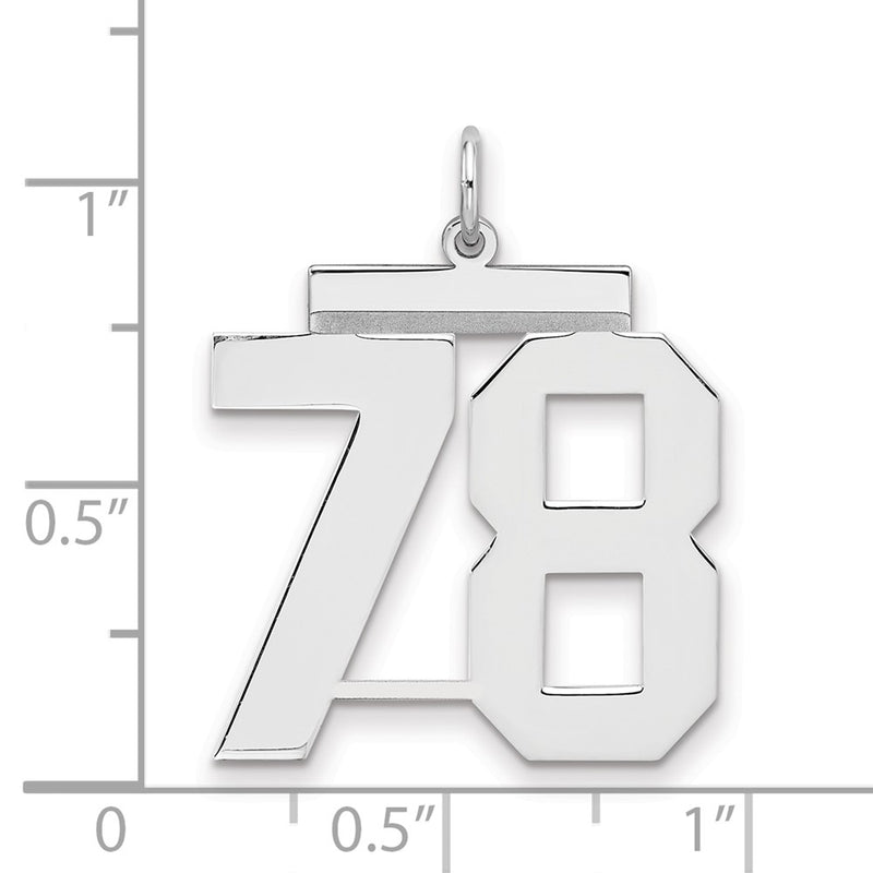 Sterling Silver Silver/Rhodium-Plated Polished Number 78 Charm