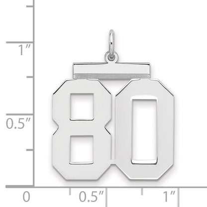 Sterling Silver Silver/Rhodium-Plated Polished Number 80 Charm
