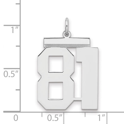 Sterling Silver Silver/Rhodium-Plated Polished Number 81 Charm