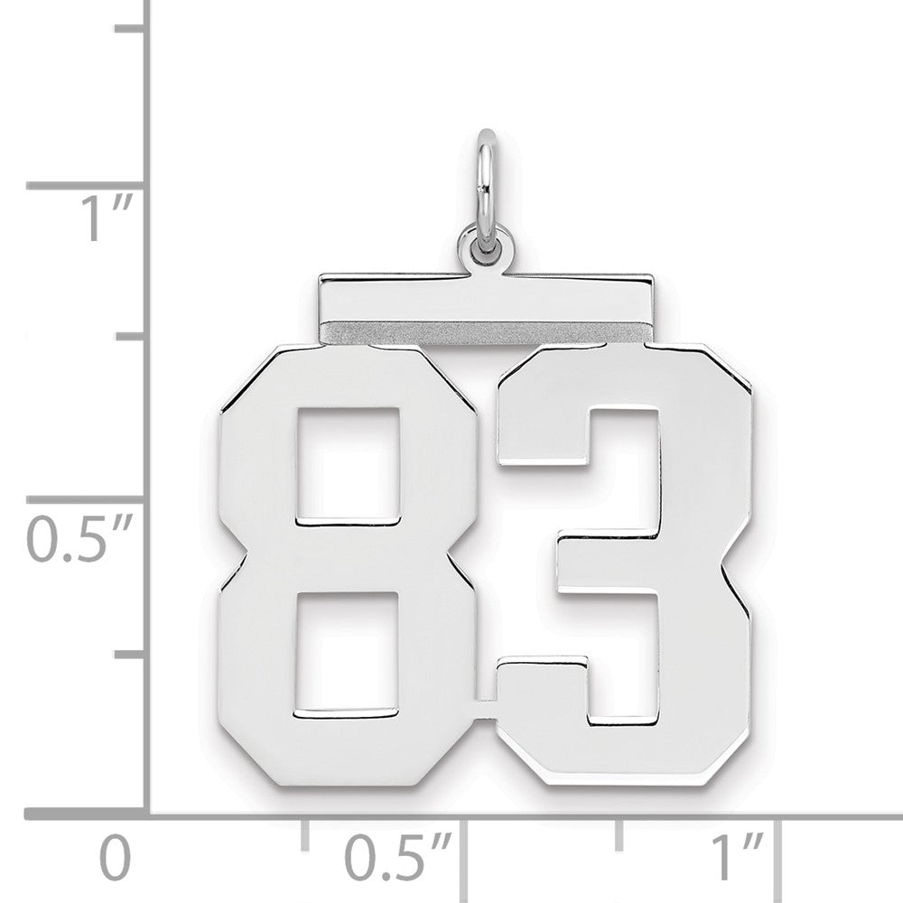 Sterling Silver Silver/Rhodium-Plated Polished Number 83 Charm