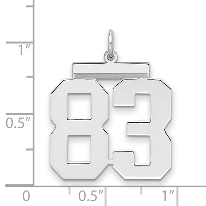 Sterling Silver Silver/Rhodium-Plated Polished Number 83 Charm