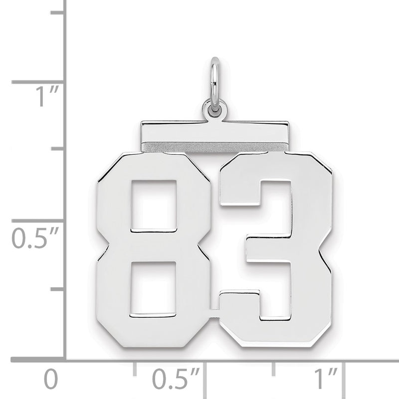 Sterling Silver Silver/Rhodium-Plated Polished Number 83 Charm