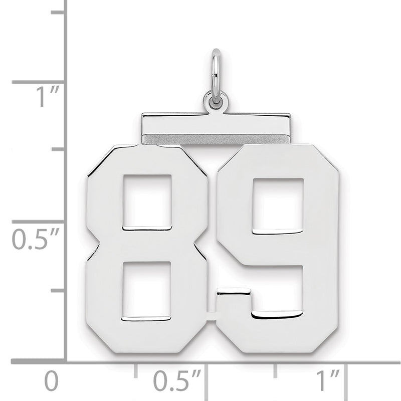 Sterling Silver Silver/Rhodium-Plated Polished Number 89 Charm