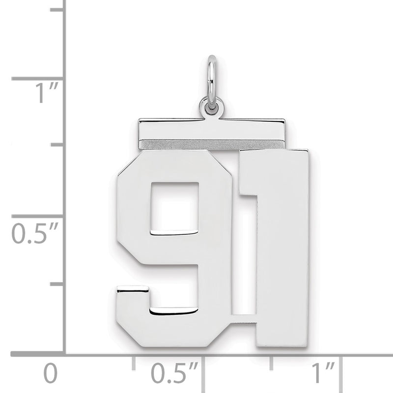 Sterling Silver Silver/Rhodium-Plated Polished Number 91 Charm