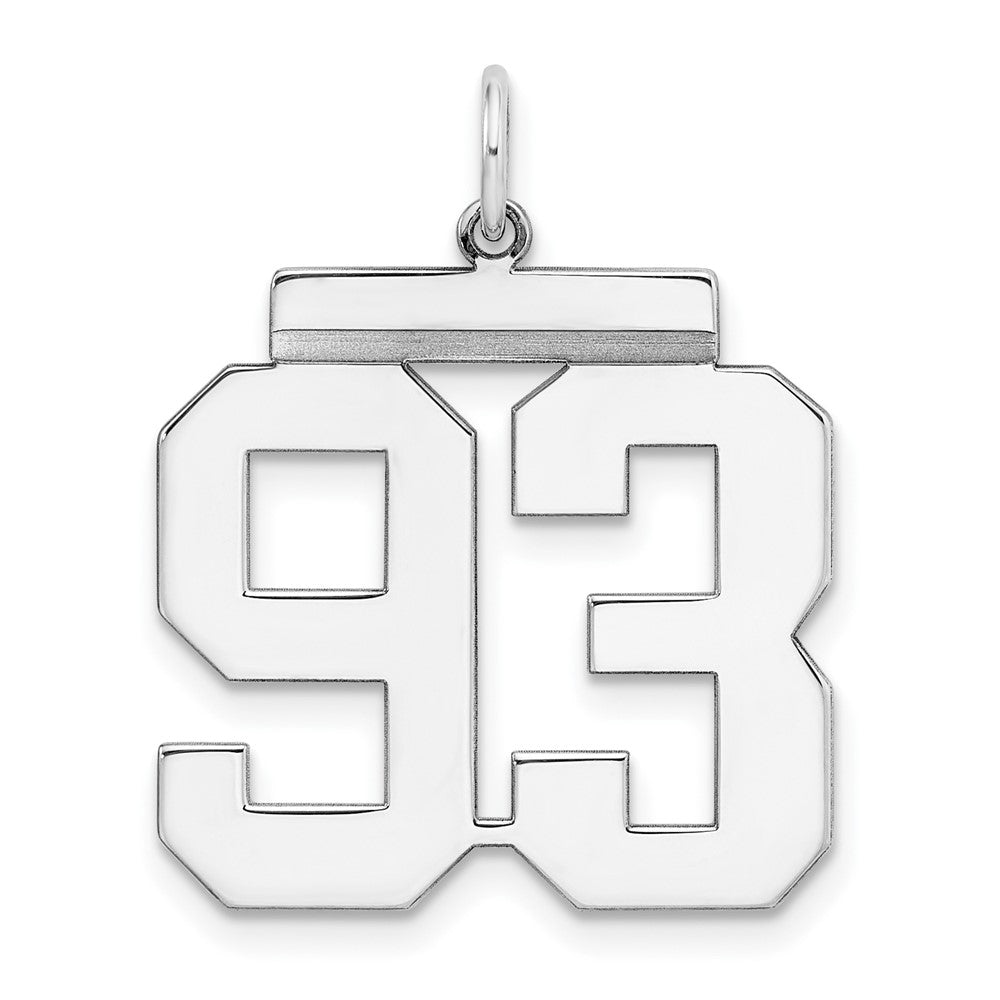 Sterling Silver Silver/Rhodium-Plated Polished Number 93 Charm