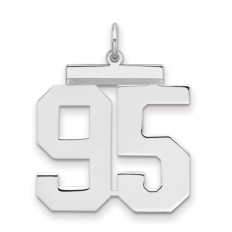 Sterling Silver Silver/Rhodium-Plated Polished Number 95 Charm