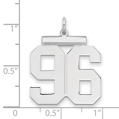 Sterling Silver Silver/Rhodium-Plated Polished Number 96 Charm