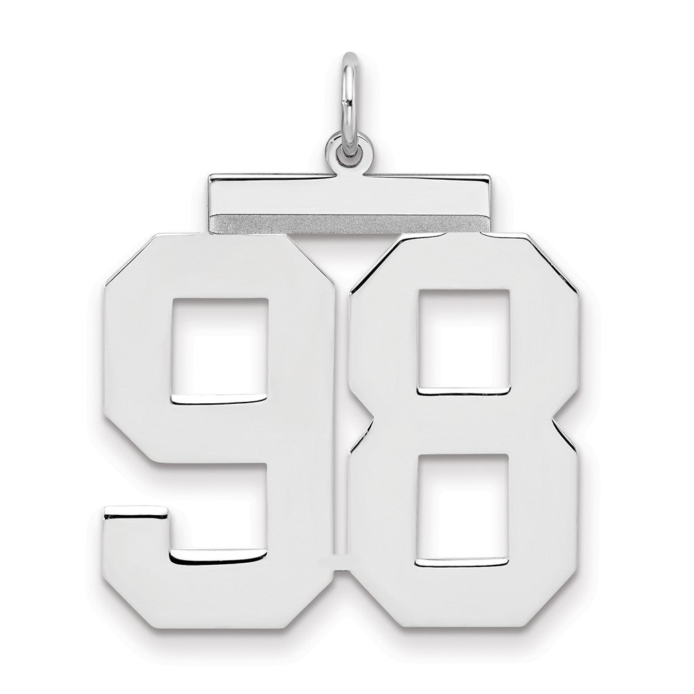 Sterling Silver Silver/Rhodium-Plated Polished Number 98 Charm