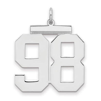 Sterling Silver Silver/Rhodium-Plated Polished Number 98 Charm