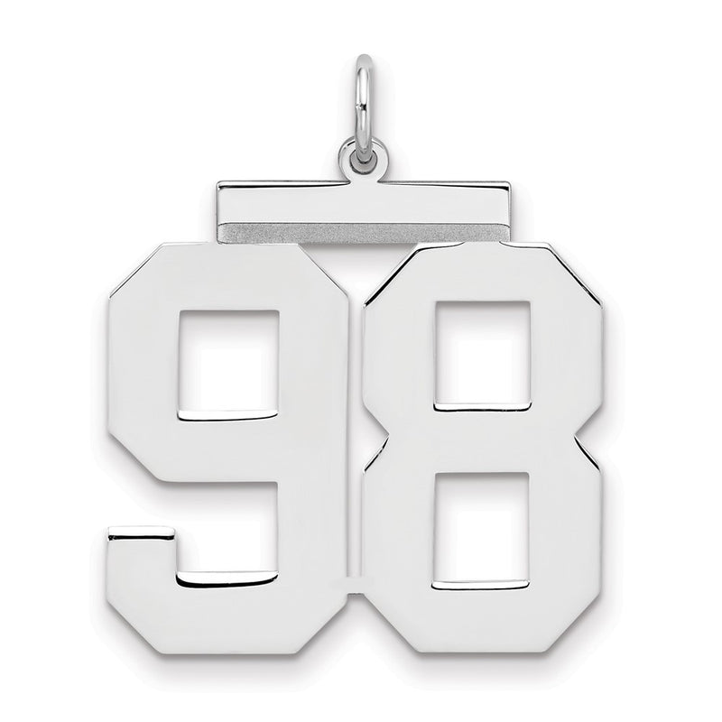 Sterling Silver Silver/Rhodium-Plated Polished Number 98 Charm