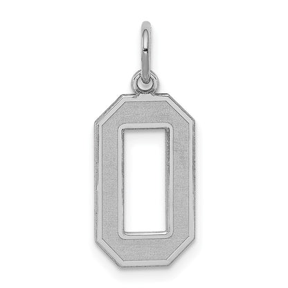 Sterling Silver Silver/Rhodium-Plated Satin Number 0 Charm