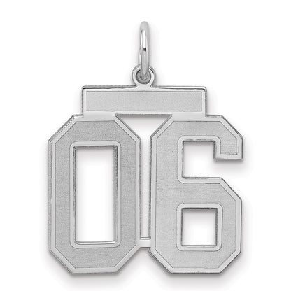 Sterling Silver Medium Satin Number 6 W/Top
