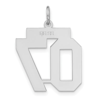 Sterling Silver Polished & Lasered Medium Number 07 W/Top Charm