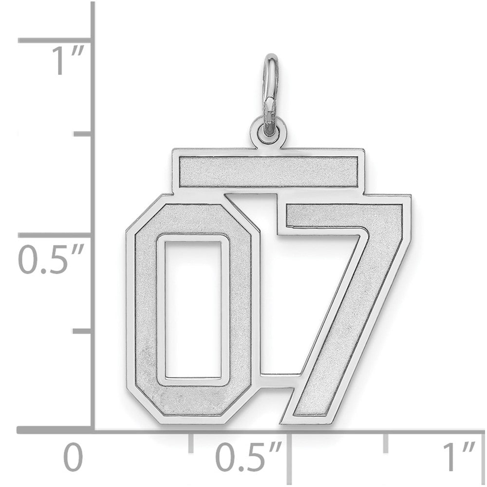 Sterling Silver Polished & Lasered Medium Number 07 W/Top Charm
