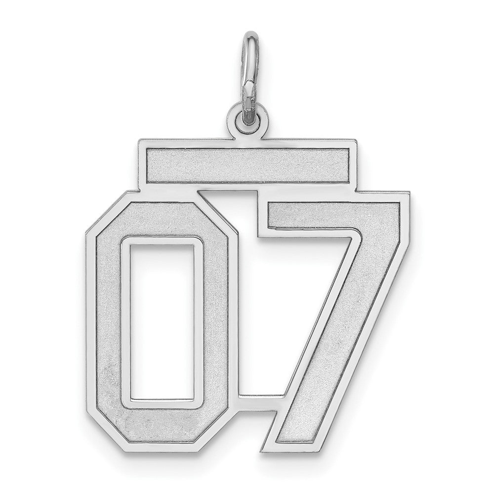 Sterling Silver Polished & Lasered Medium Number 07 W/Top Charm