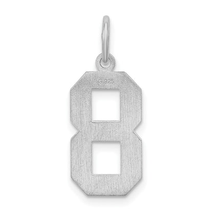 Sterling Silver Silver/Rhodium-Plated Satin Number 8 Charm