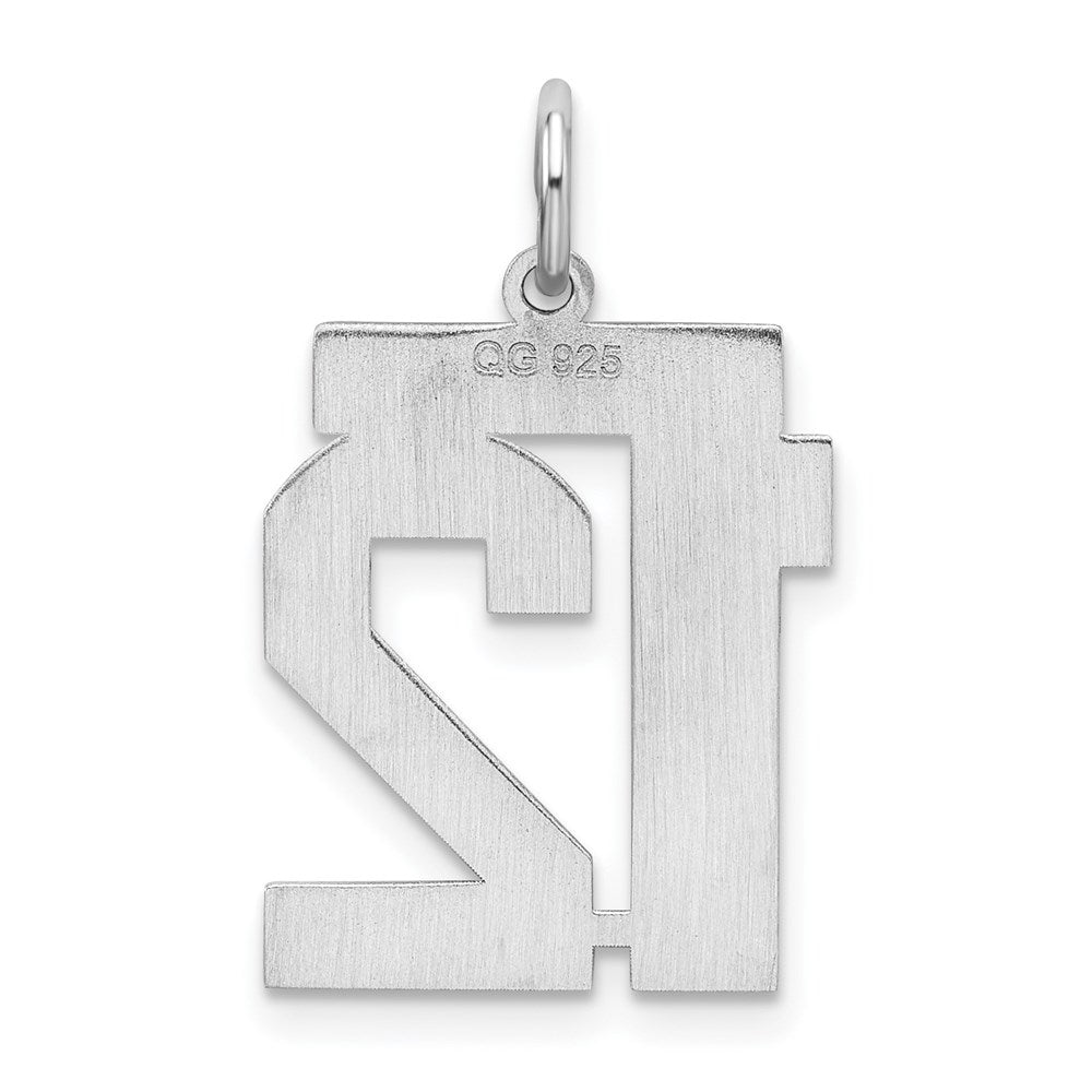 Sterling Silver Silver/Rhodium-Plated Satin Number 12 Charm