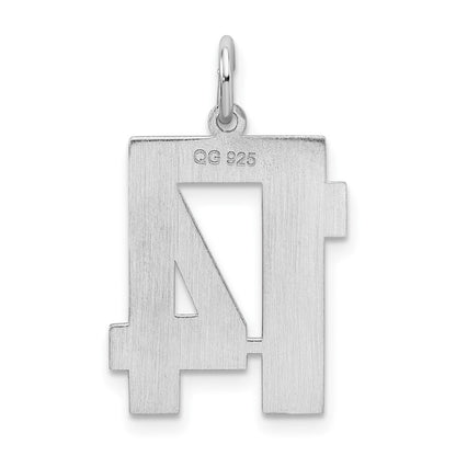 Sterling Silver Silver/Rhodium-Plated Satin Number 14 Charm
