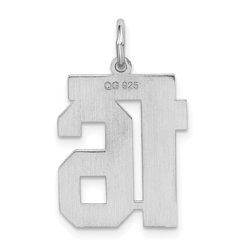 Sterling Silver Silver/Rhodium-Plated Satin Number 16 Charm