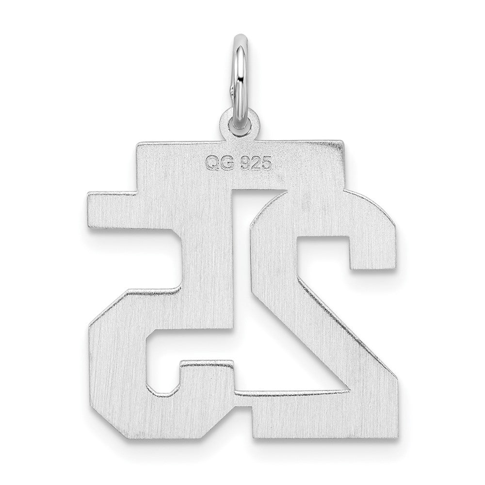 Sterling Silver Silver/Rhodium-Plated Satin Number 25 Charm