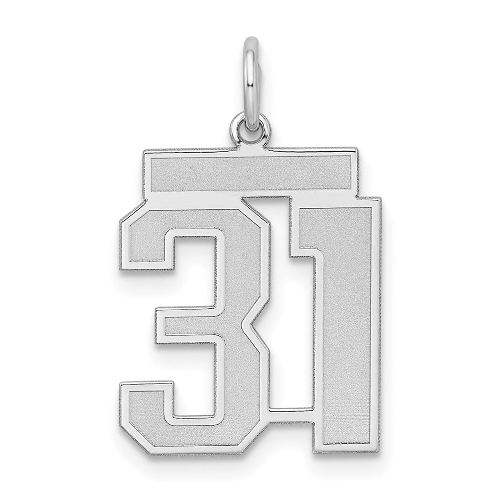 Sterling Silver Silver/Rhodium-Plated Satin Number 31 Charm