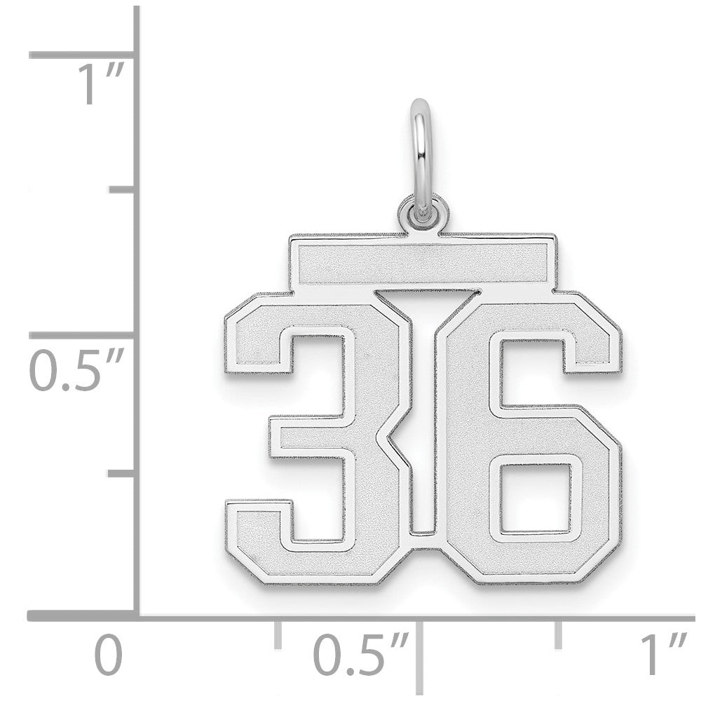 Sterling Silver Silver/Rhodium-Plated Satin Number 36 Charm