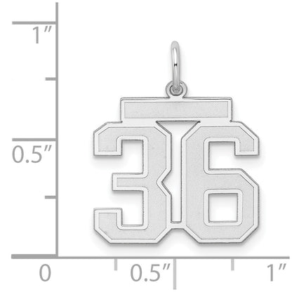 Sterling Silver Silver/Rhodium-Plated Satin Number 36 Charm