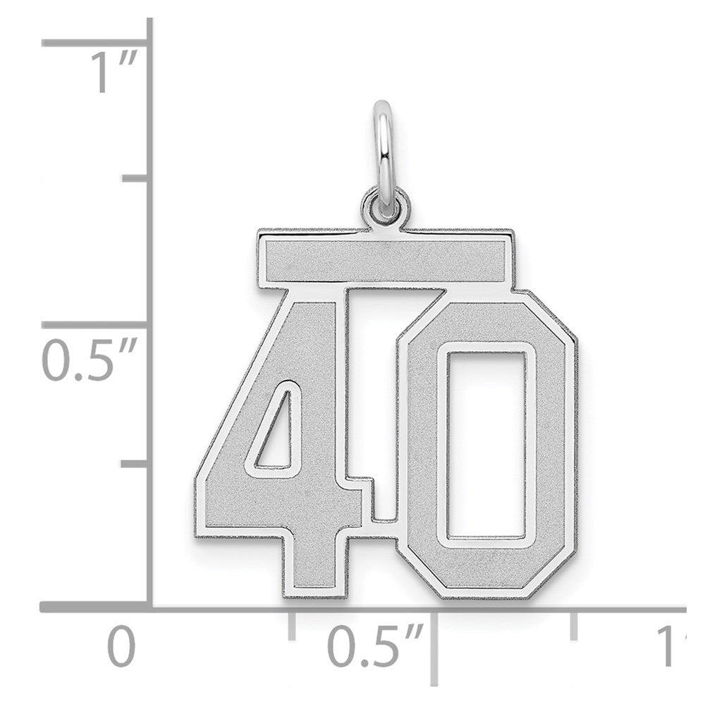 Sterling Silver Silver/Rhodium-Plated Satin Number 40 Charm