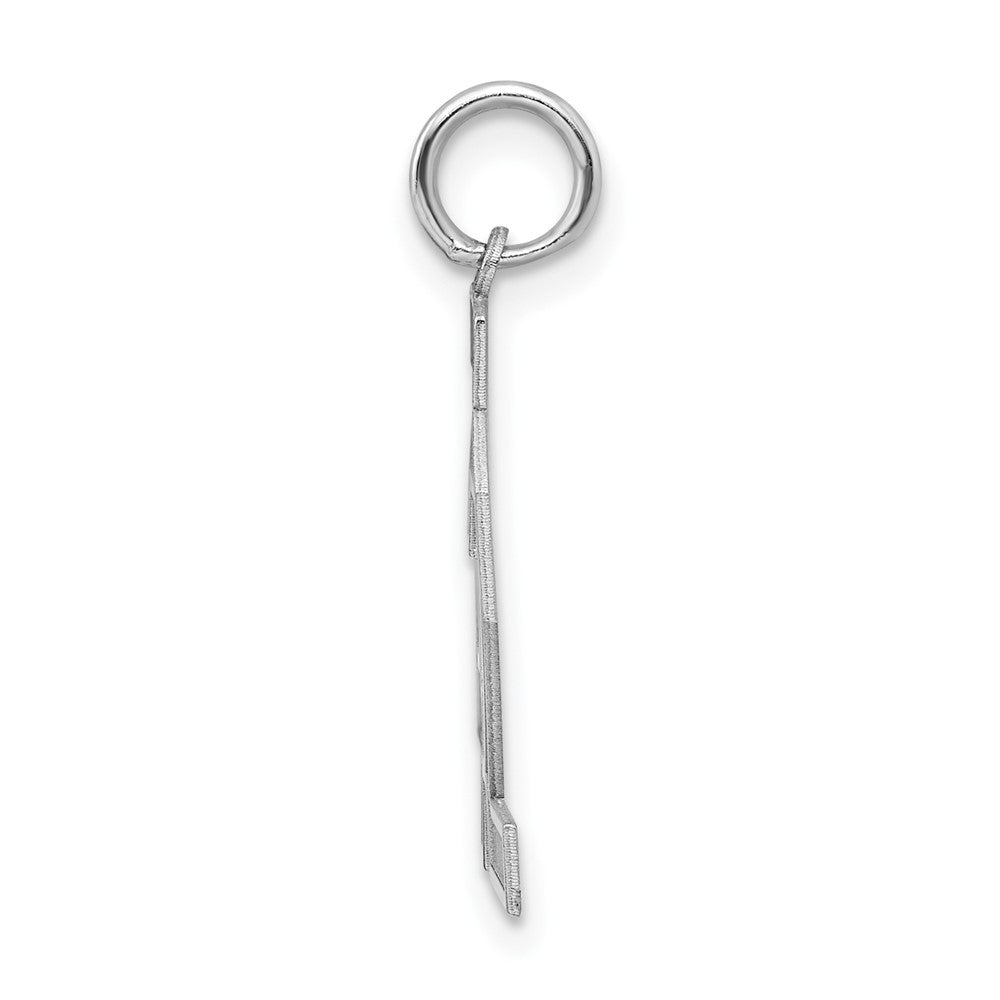 Sterling Silver Silver/Rhodium-Plated Satin Number 42 Charm