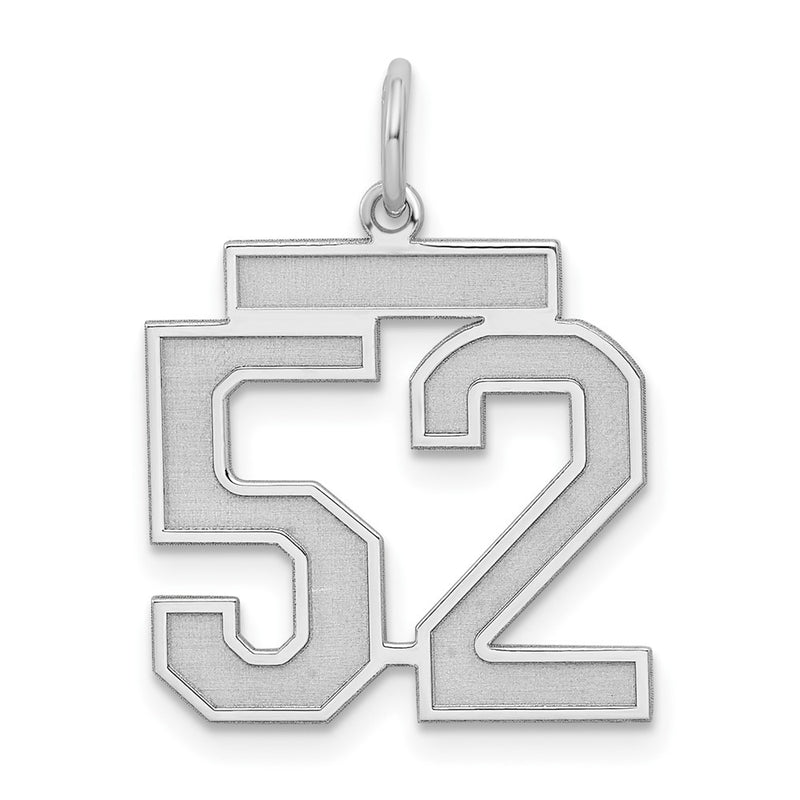 Sterling Silver Silver/Rhodium-Plated Satin Number 52 Charm