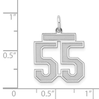 Sterling Silver Silver/Rhodium-Plated Satin Number 55 Charm